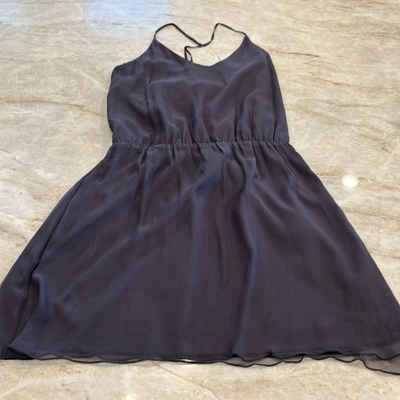 ANGL 100% Silk Strappy Mini Dress | Dark Grey | Size‎ Medium - Picture 3 of 12